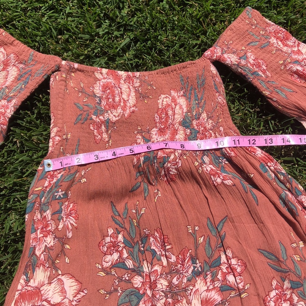 Billabong Rust Pink Floral Off-Shoulder Dress - Picture 8 of 14